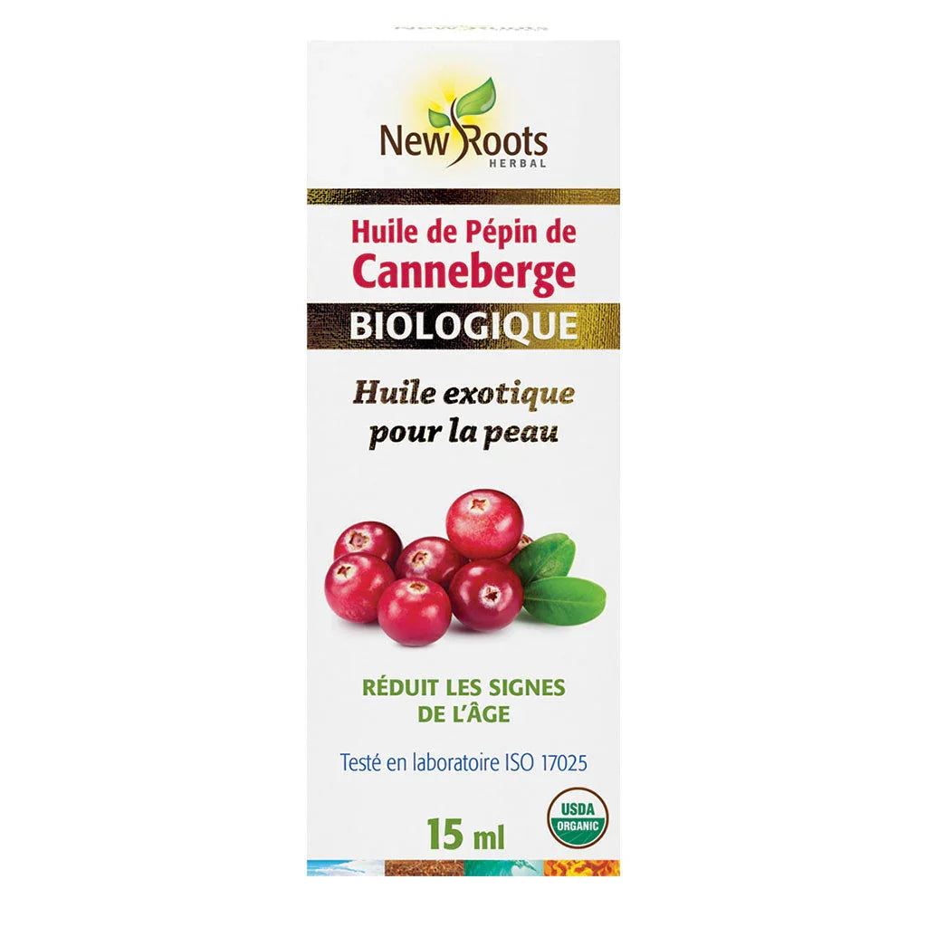 huile de pépin de canneberge biologique New Roots - La Boite à Grains