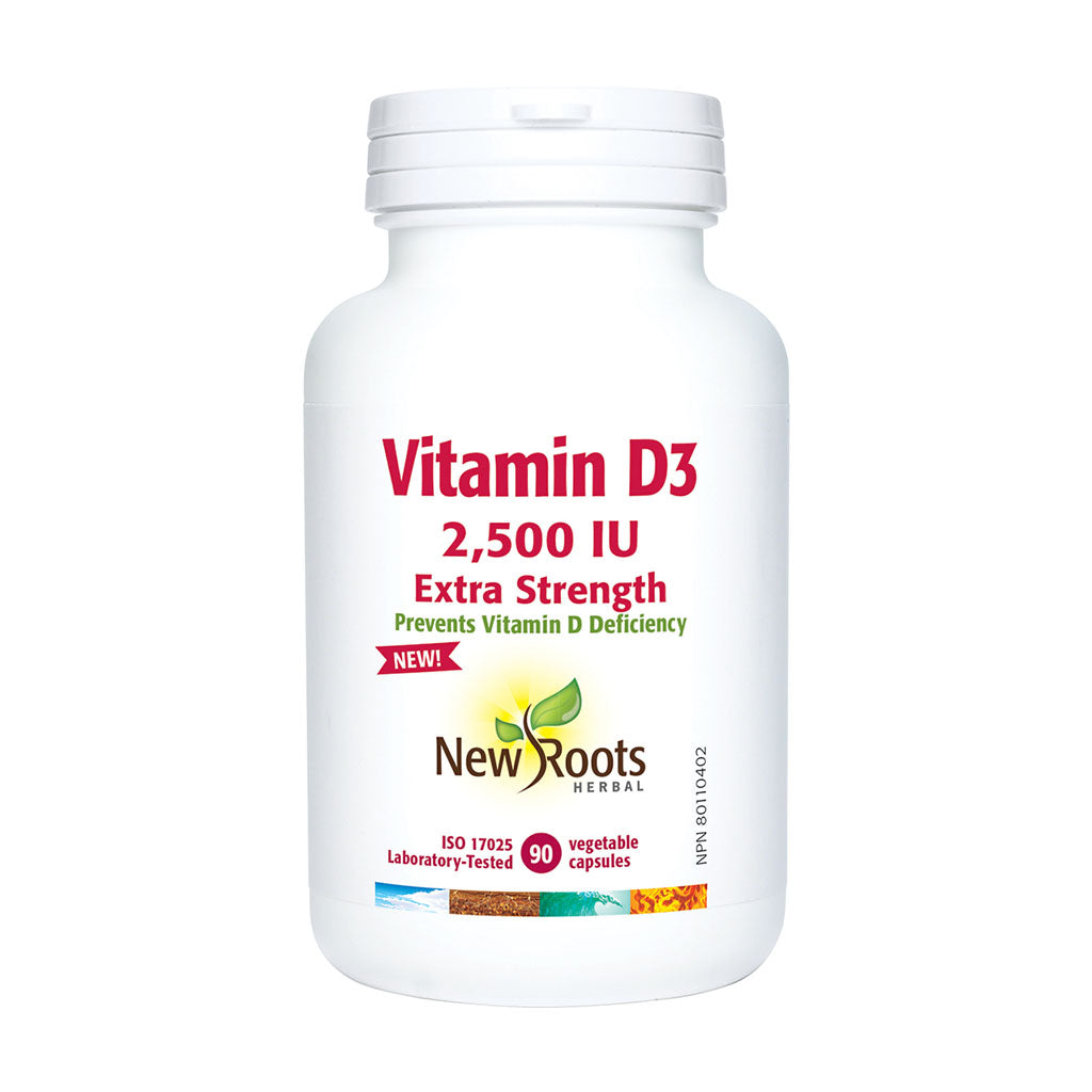 Vitamin D3 2500 IU extra strength New Roots - La Boite à Grains