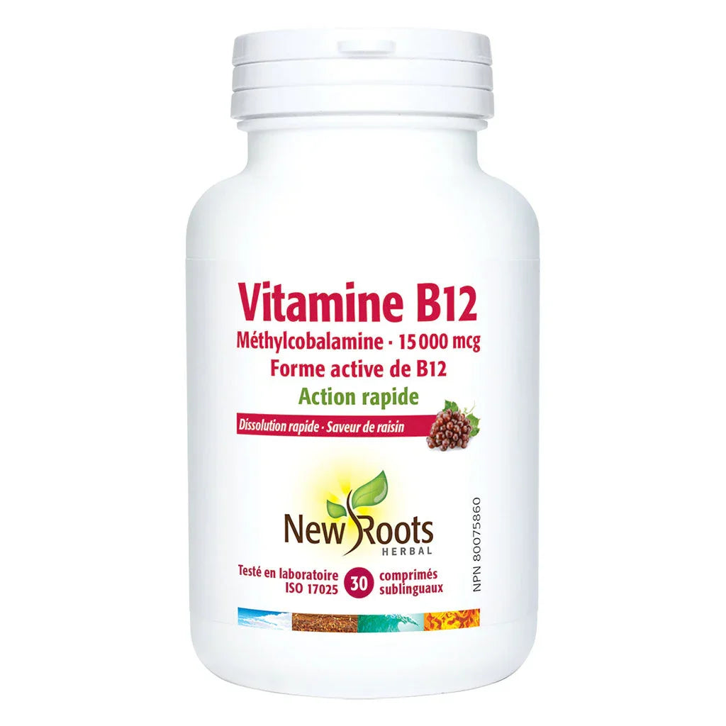 New Roots Herbal Vitamin B12 Methylcobalamin 15000 mcg 30 Sublingual Tablets