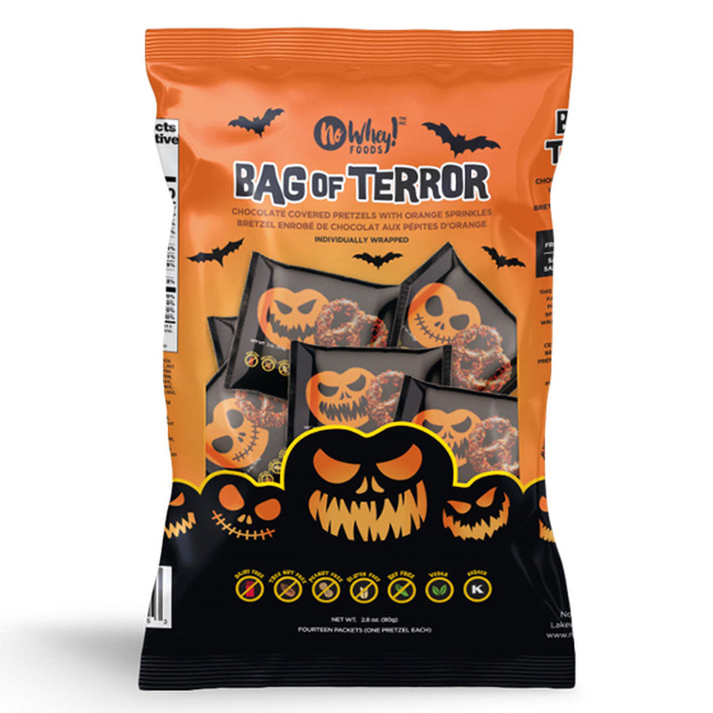 no whey bag of terror bretzels enrobés de chocolat aux pépites d'orange - La Boite à Grains