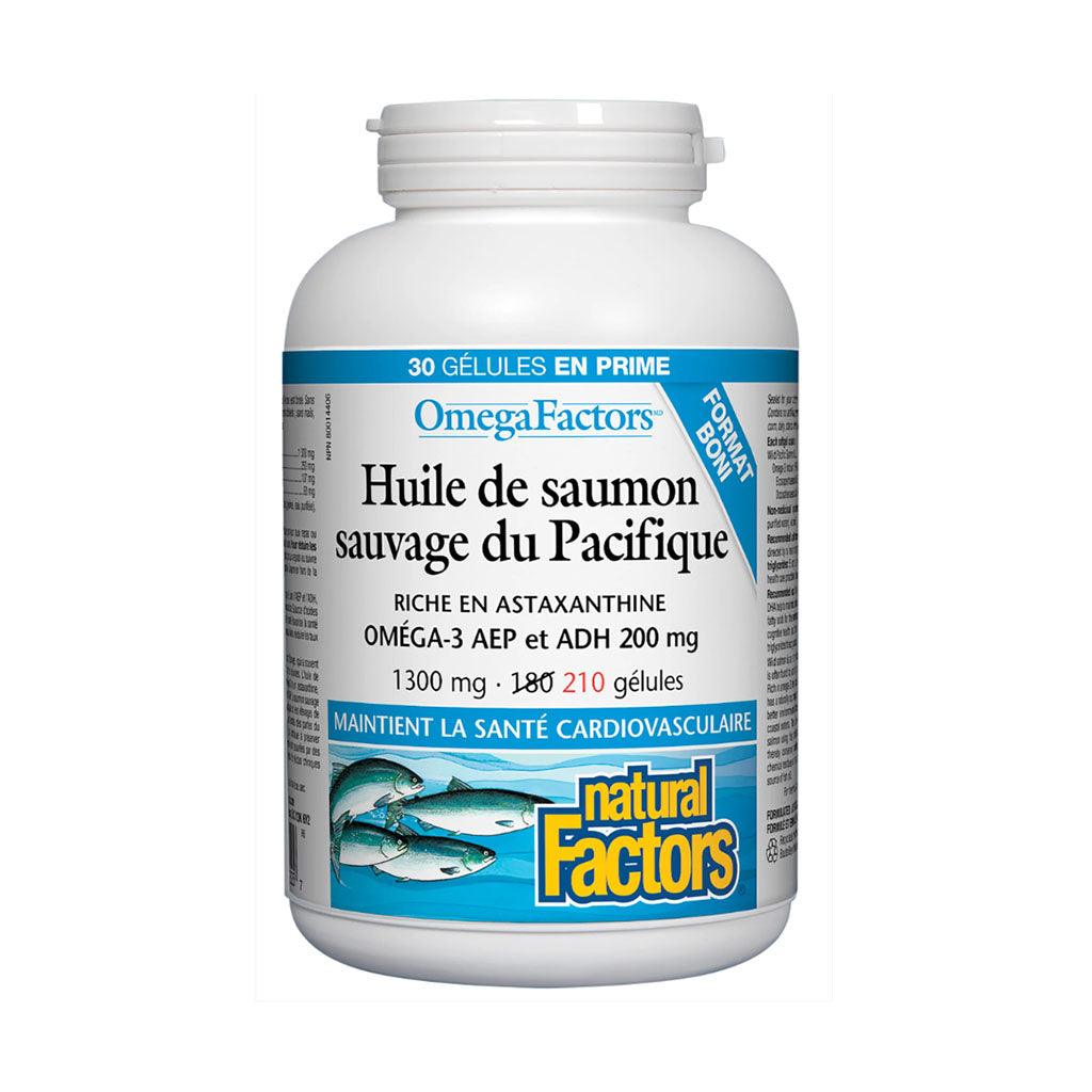 OmegaFactors Huile de Saumon Sauvage du Pacifique Natural Factors - La Boite à Grains