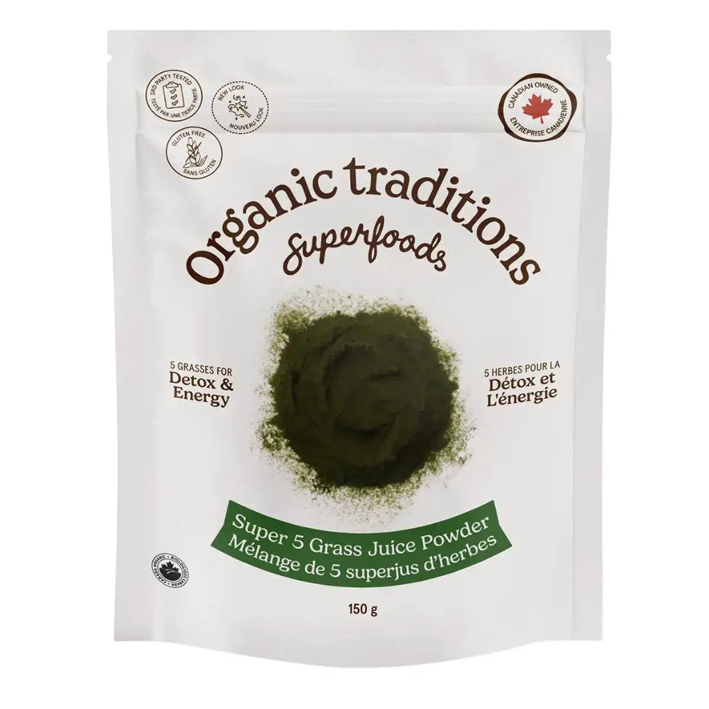 mélange de 5 superjus d'herbes biologique Organic Traditions - La Boite à Grains