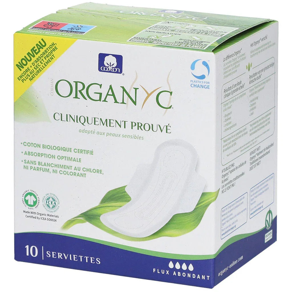organyc 10 abundant flow towels - La Boite à Grains