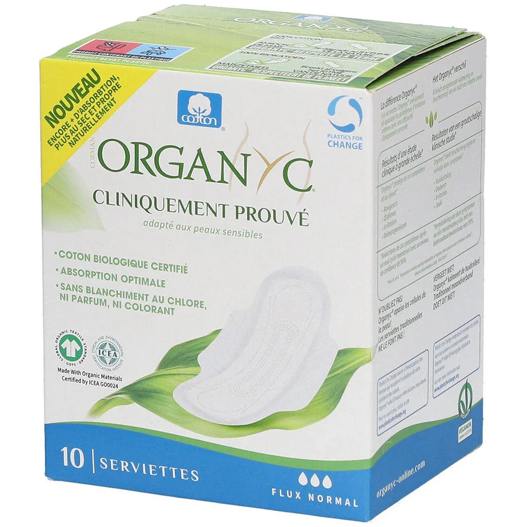 organyc 10 normal flow napkins - La Boite à Grains