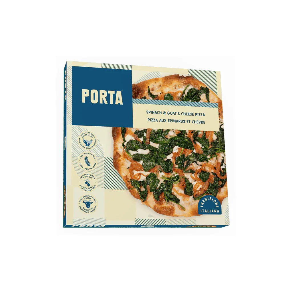 spinach and goat's cheese pizza Porta - La Boite à Grains