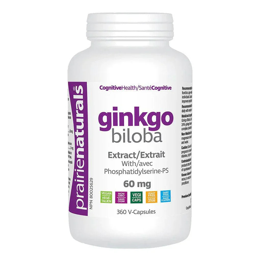Prairie Naturals Ginkgo Biloba 60 mg 360 capsules végétales - La Boite à Grains