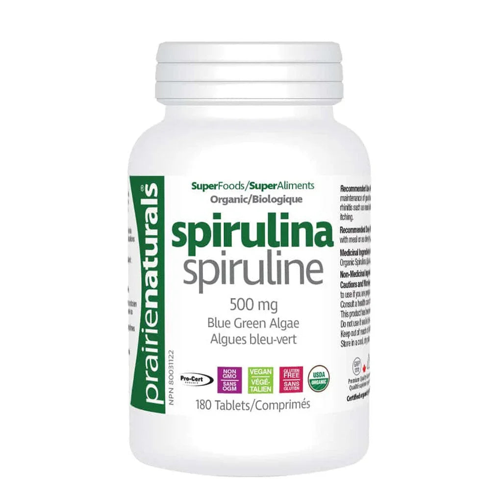 Prairie Naturals Spirulina 500 mg Organic 180 Tablets - La Boite à Grains