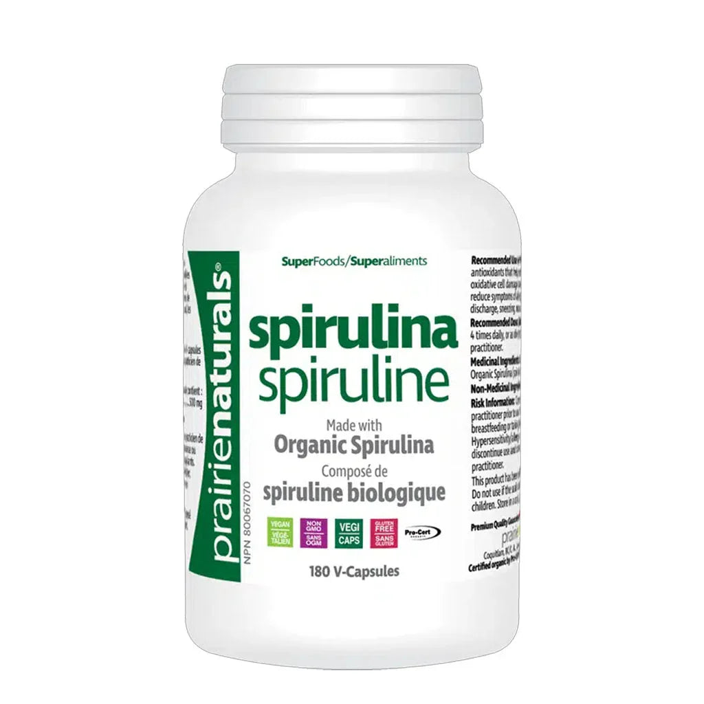 Prairie Naturals Organic Spirulina 180 Capsules - La Boite à Grains