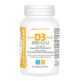 Prairie Naturals Vitamine D3 1000 UI Gélules dans Base d'Huile d'Olive Bio 180 gélules - La Boite à Grains