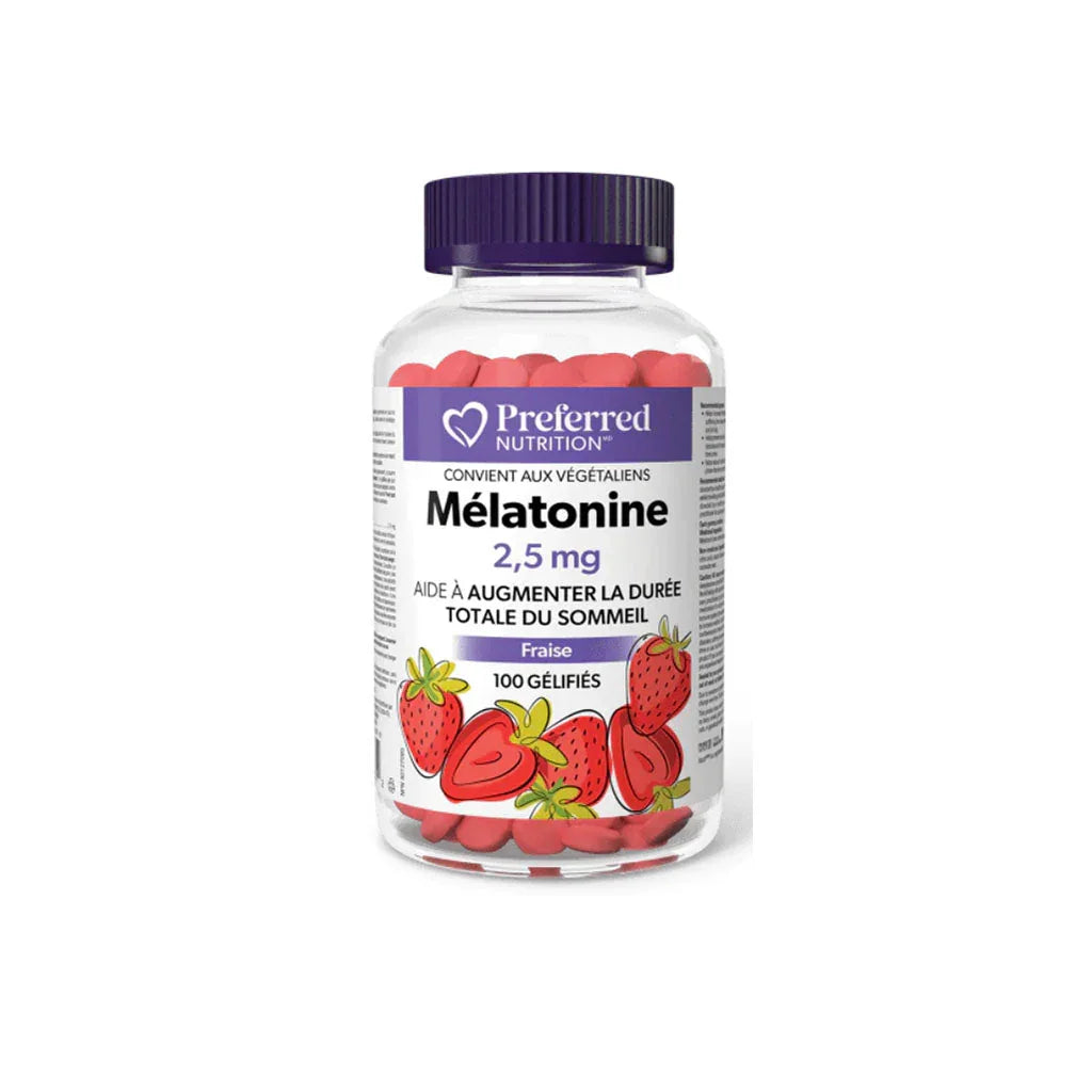 gummies mélatonine 2.5 mg fraise Preferred Nutrition - La Boite à Grains