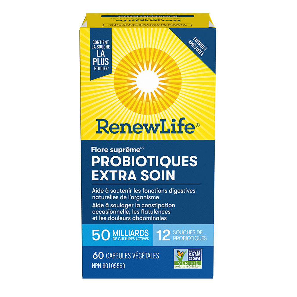 renew life probiotiques extra soin flore suprême 60 capsules végétales