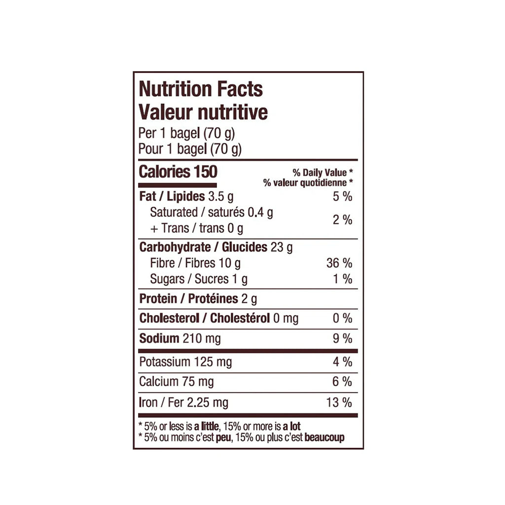 valeur nutritive bagels aux grains sans gluten Promise - La Boite à Grains