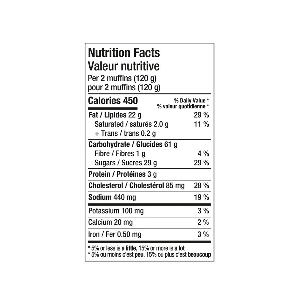 valeur nutritive muffins aux bleuets Promise sans gluten - La Boite à Grains