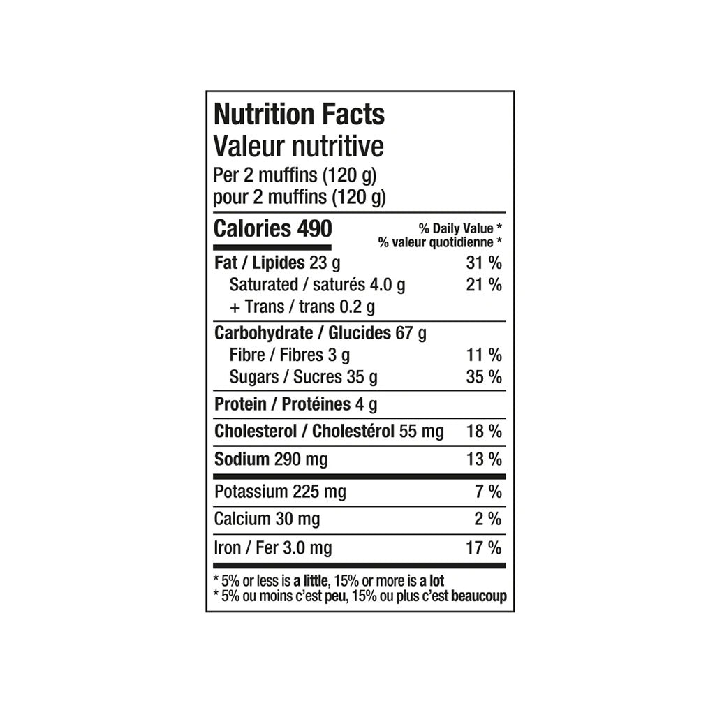 valeur nutritive muffins aux pépites chocolatées sans gluten Promise - La Boite à Grains