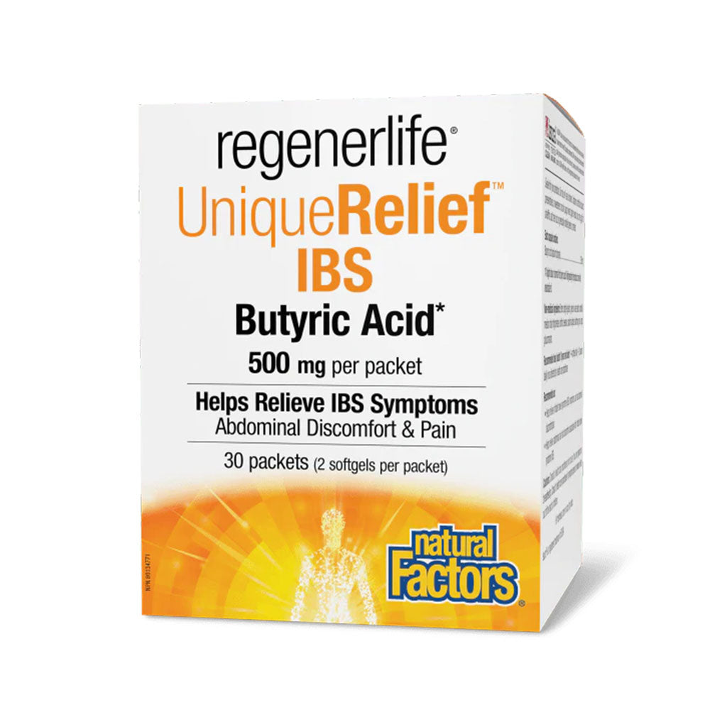 UniqueRelief IBS Butyric Acid Regenerlife Natural Factors - La Boite à Grains