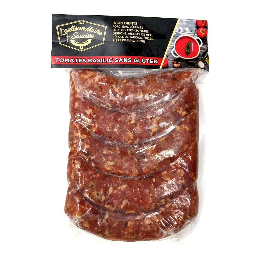Sausages Tomatoes Basil Gluten Free L'Artisan Maître de la Sausage - La Boite à Grains