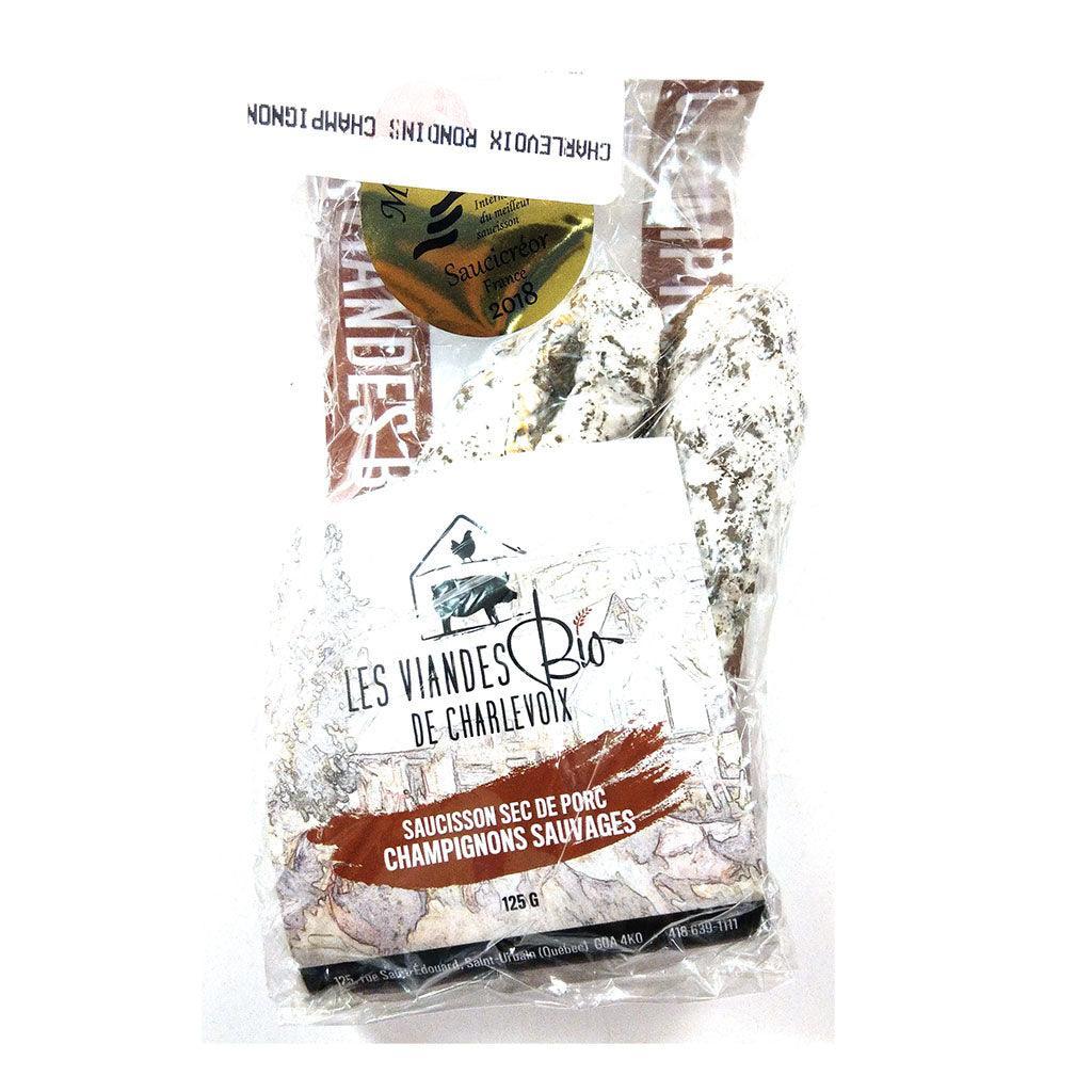 Dry Pork Sausage Organic Wild Mushrooms Organic Meats of Charlevoix - La Boite à Grains