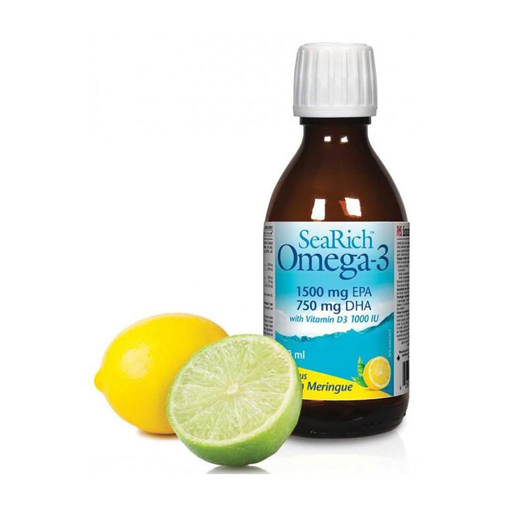 SeaRich Omega-3 + 1000 UI D3 200 ml Natural Factors - La Boite à Grains