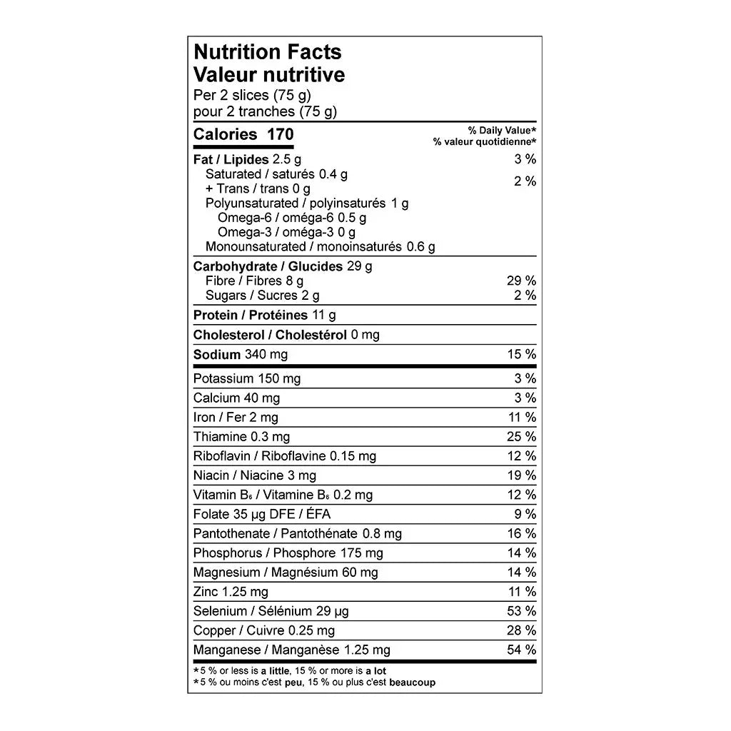 silver hills sprouted power organic squirrelly bread 600 g nutritional value - La Boite à Grains