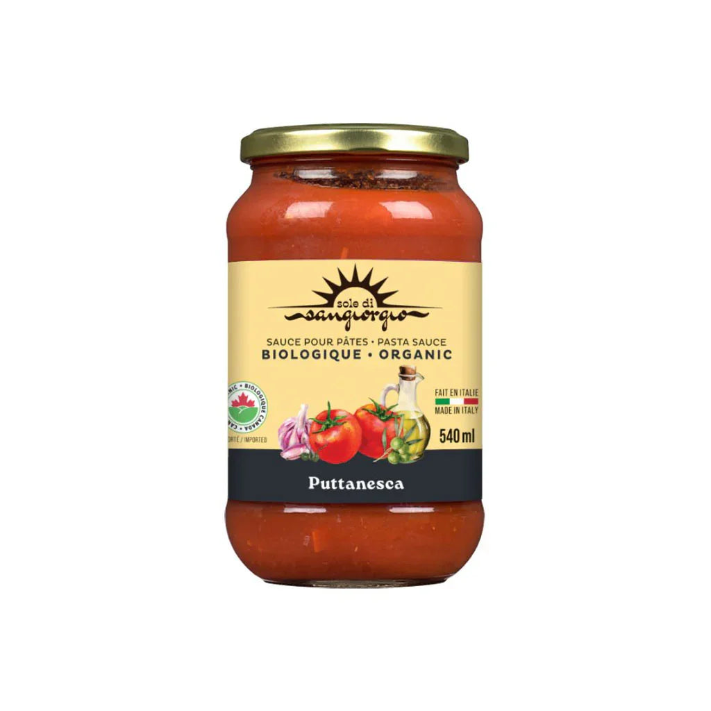 sauce pour pâtes Puttanesca biologique Sole di Sangiorgio - La Boite à Grains
