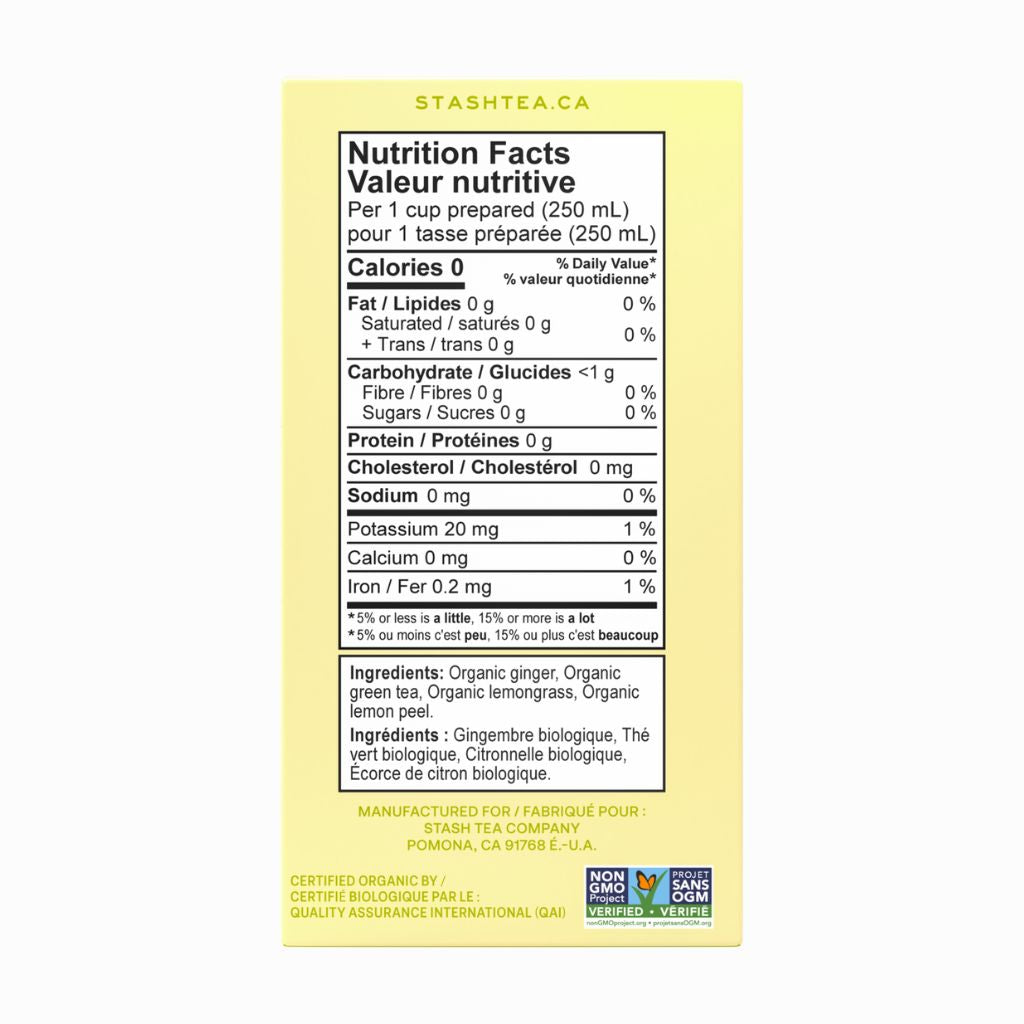 thé vert citron gingembre biologique Stash - La Boite à Grains