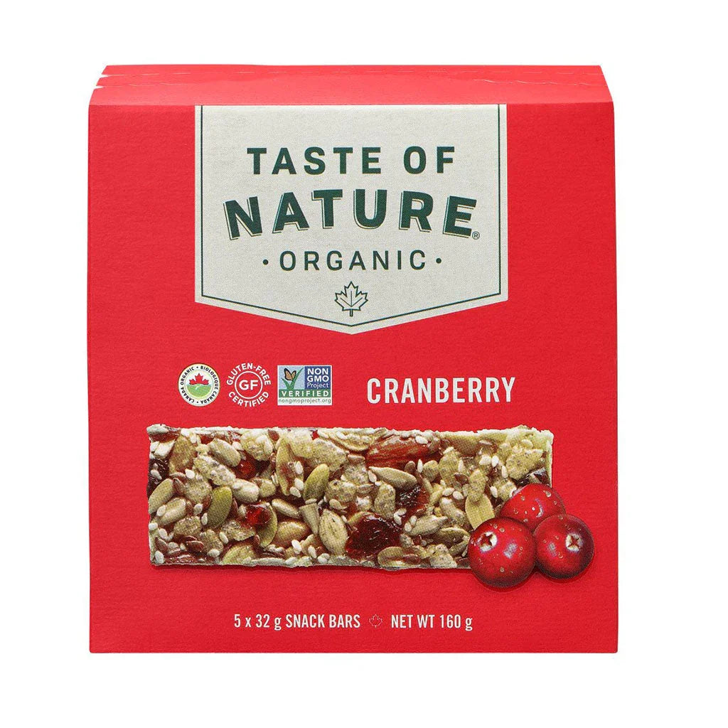 taste of nature cranberry snack bars 160 g