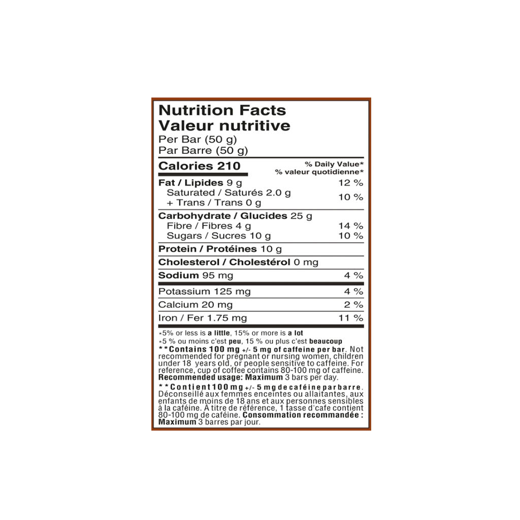 barre d'avoine caféinée beurre arachide chocolat Yumi - La Boite à Grains