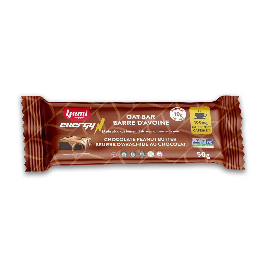 barre d'avoine caféinée beurre arachide chocolat Yumi - La Boite à Grains