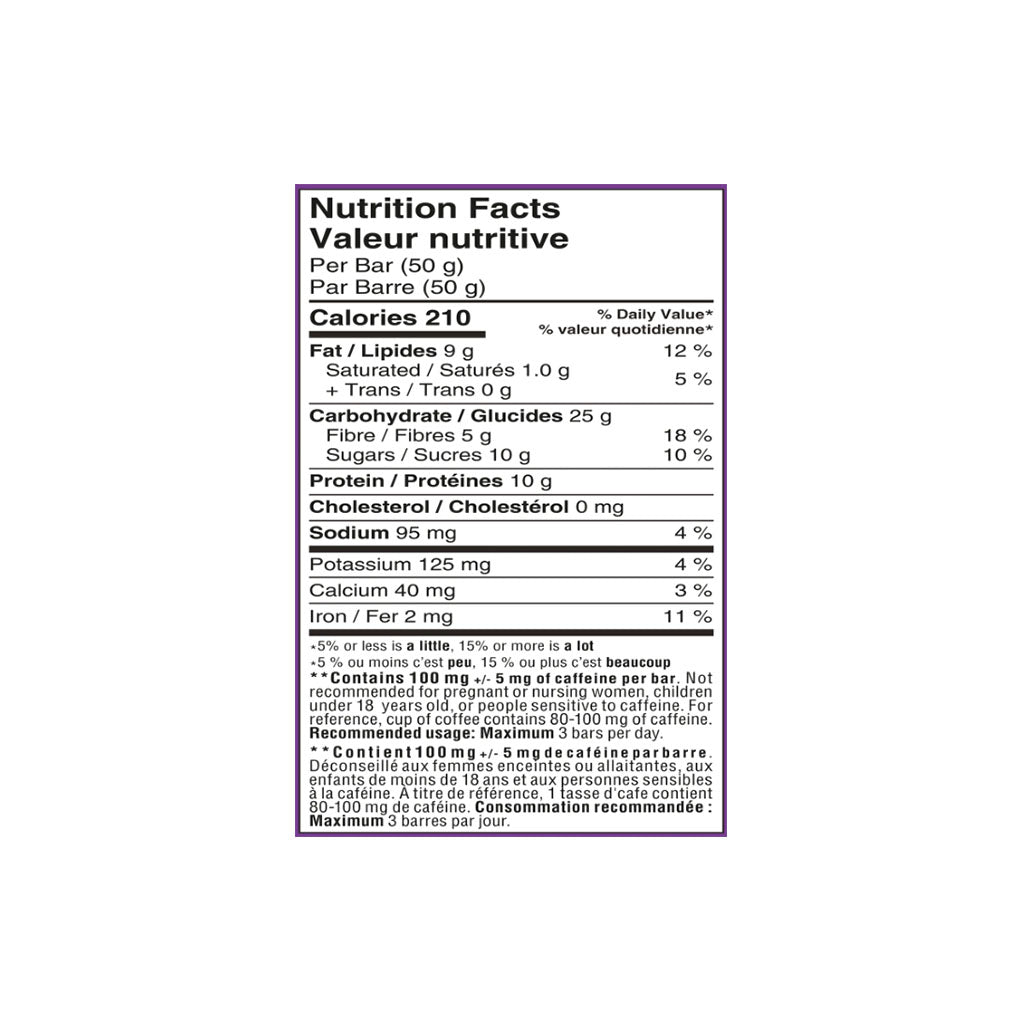 barre d'avoine caféinée brownie au chocolat Yumi - La Boite à Grains