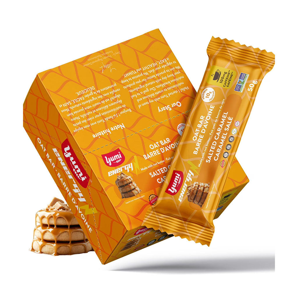 barre d'avoine caféinée caramel salé Yumi - La Boite à Grains
