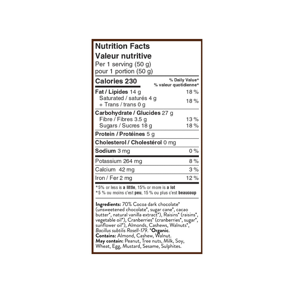 mélange de noix choco noir probiotique Yumi - La Boite à Grains