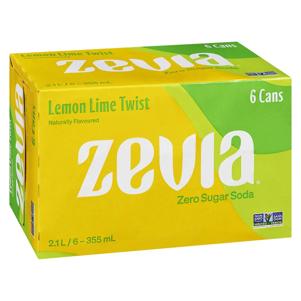 zevia soda zero sugar lemon lime twist 6 x 355 ml