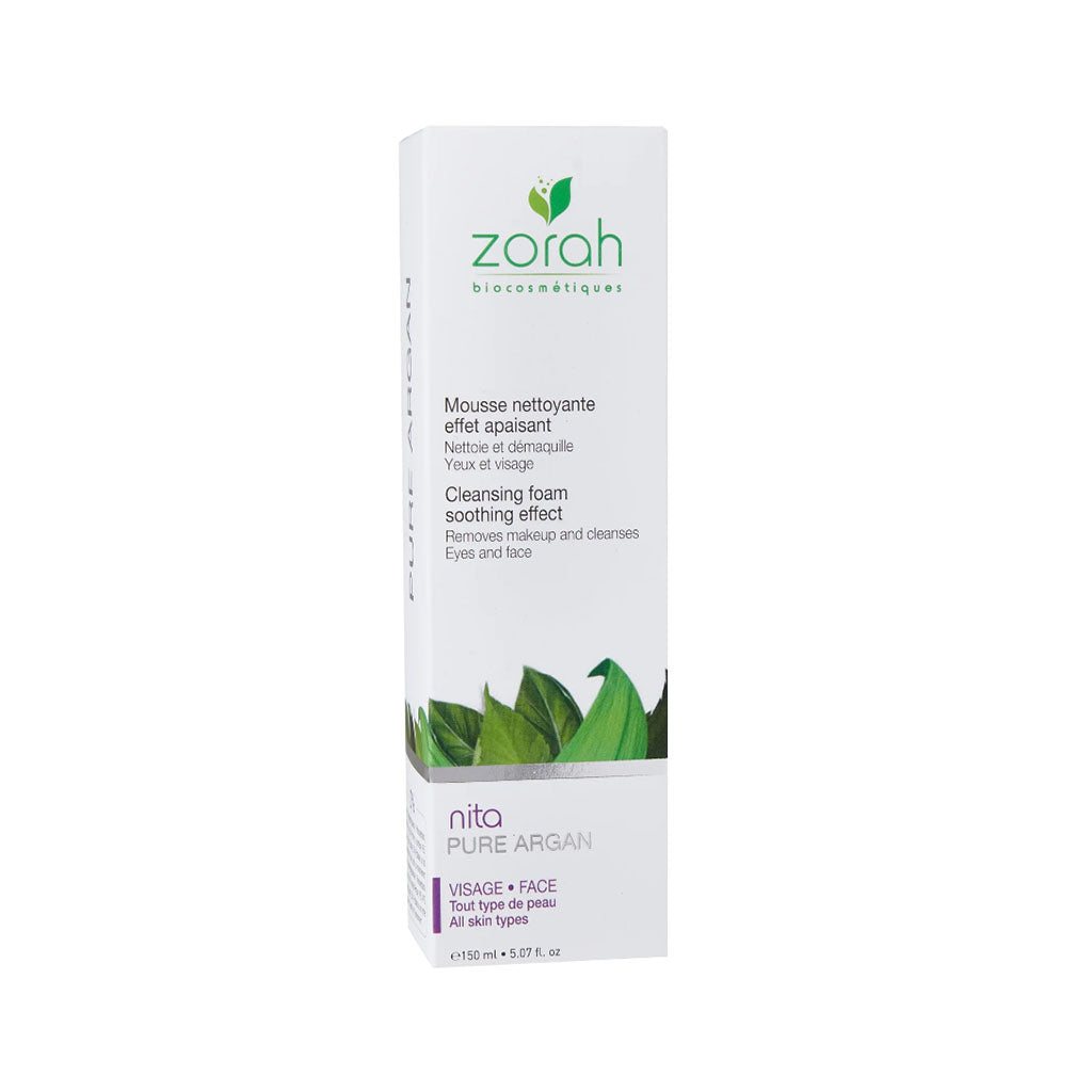 zorah biocosmétiques mousse nettoyante effet apaisant nita visage 150 ml - La Boite à Grains