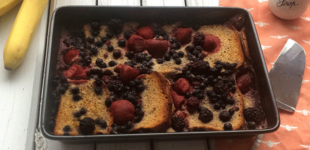 Recette : Casserole de pain doré aux fruits - La Boite à Grains