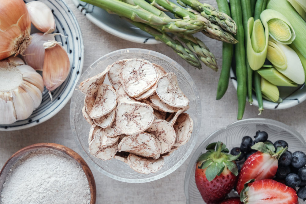 Variété d'aliments prébiotiques pour la santé intestinale, le keto, le kétogène, le régime alimentaire à faible teneur en glucides, sans sucre, sans produits laitiers et sans gluten, végétal sain