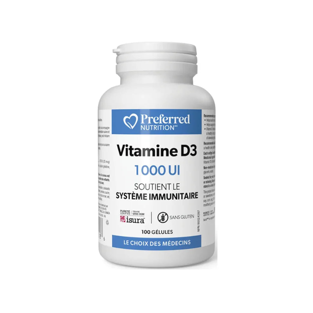 vitamine d3 1000 UI Preferred Nutrition - La Boite à Grains