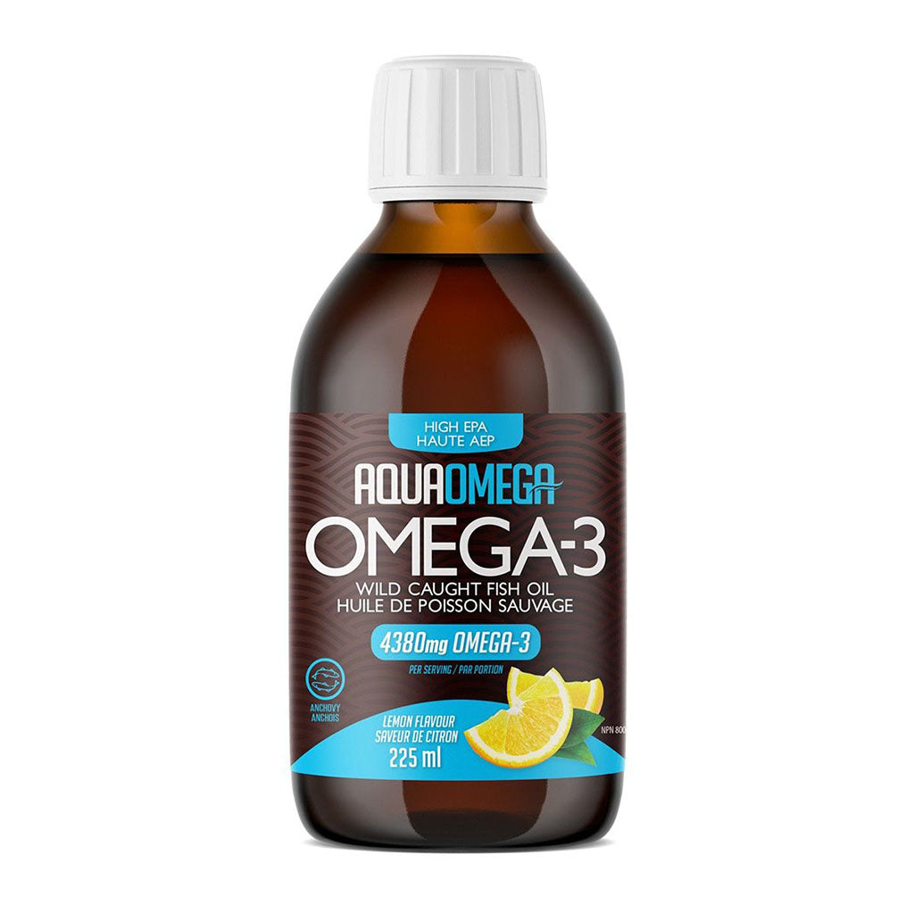 aquaomega oméga-3 huile de poisson sauvage saveur de citron 225 ml
