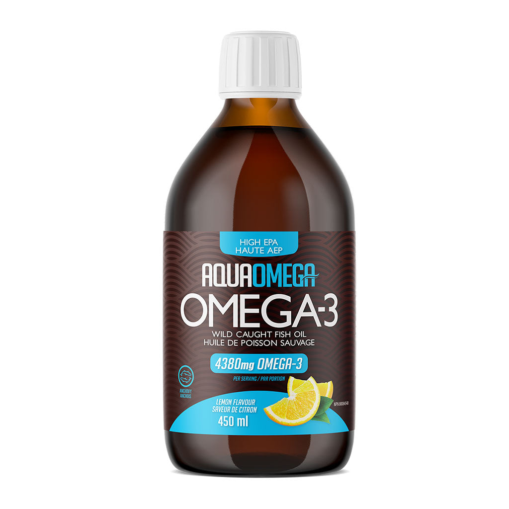 aquaomega oméga-3 huile de poisson sauvage saveur de citron 450 ml