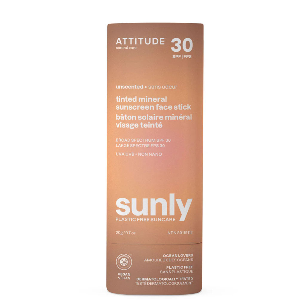 Attitude Bâton Solaire Minéral Visage Teinté Sunly Sans Odeur FPS 30 20 g - La Boîte à Grains