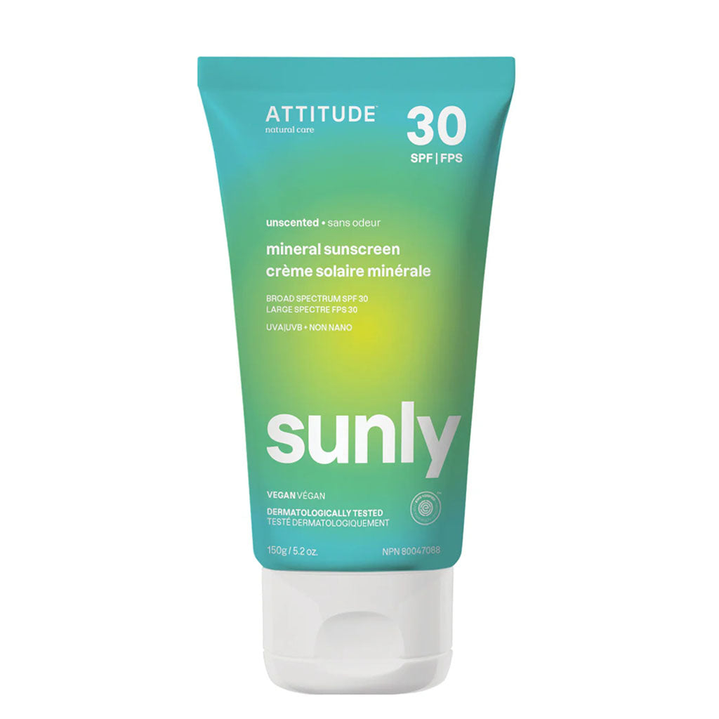Attitude crème solaire minérale Sunly FPS 30 sans fragrance 150 g - La Boite à Grains