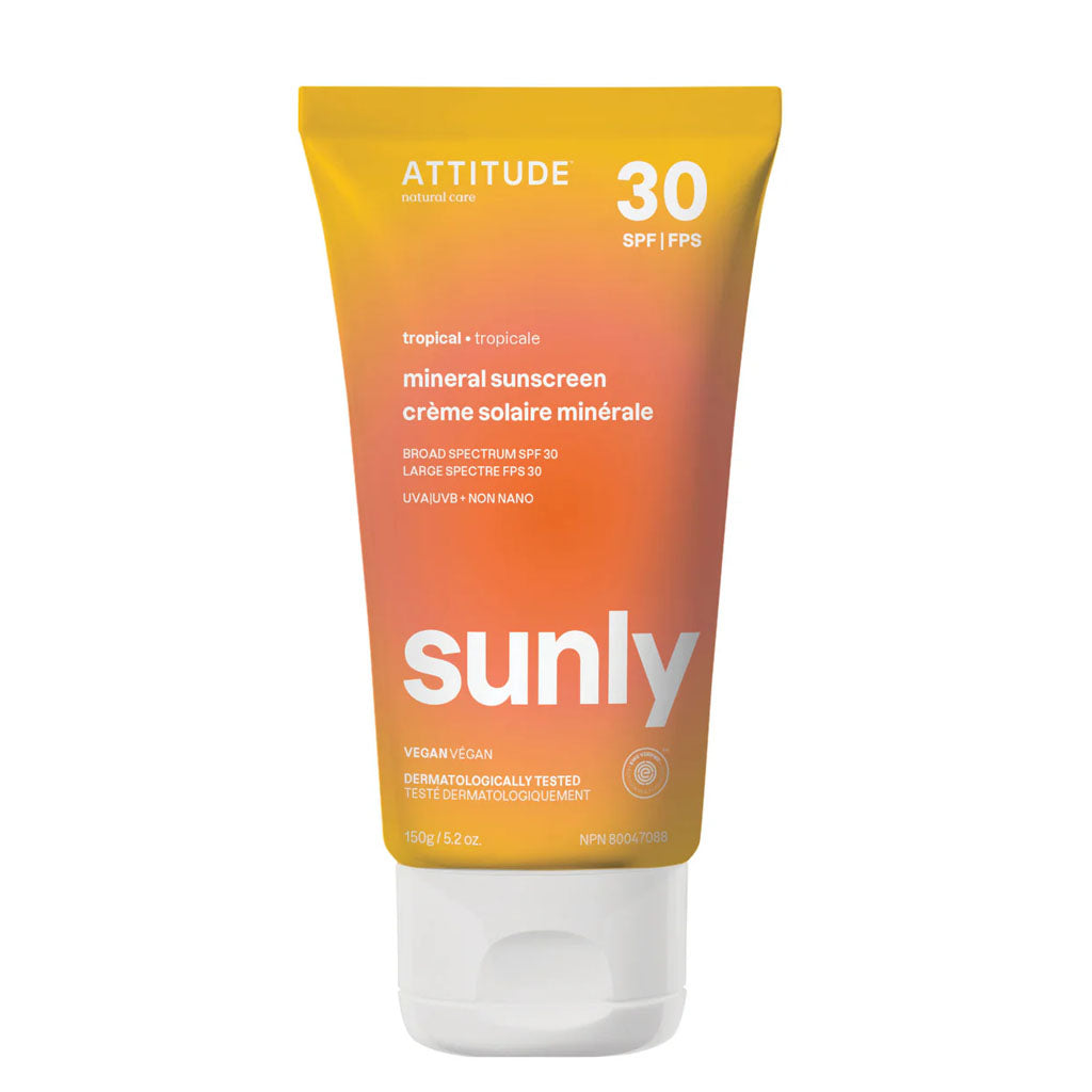 Attitude crème solaire minérale Sunly FPS 30 tropicale 150 g - La Boite à Grains