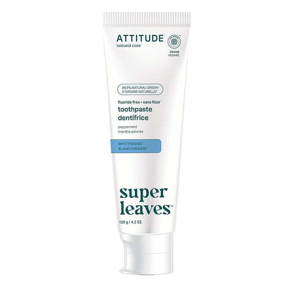 attitude dentifrice blanchissant menthe poivrée sans fluor super leaves 120 g - La Boite à Grains