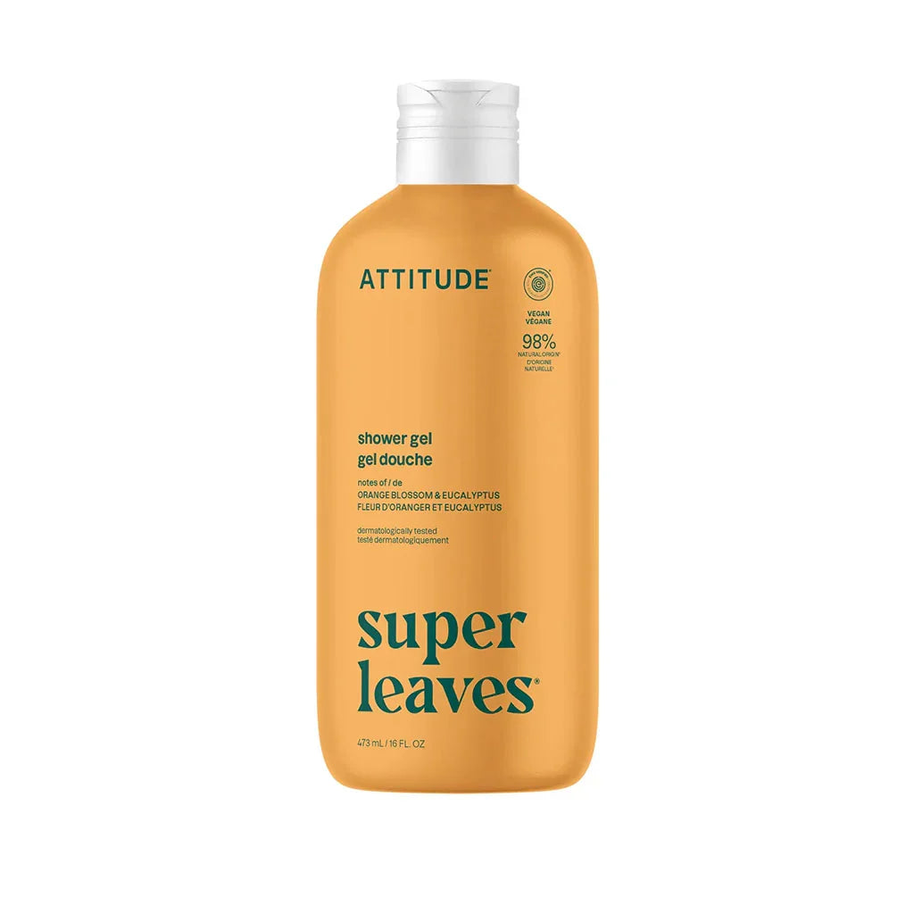 gel douche super leaves fleur d'oranger et eucalyptus Attitude - La Boite à Grains