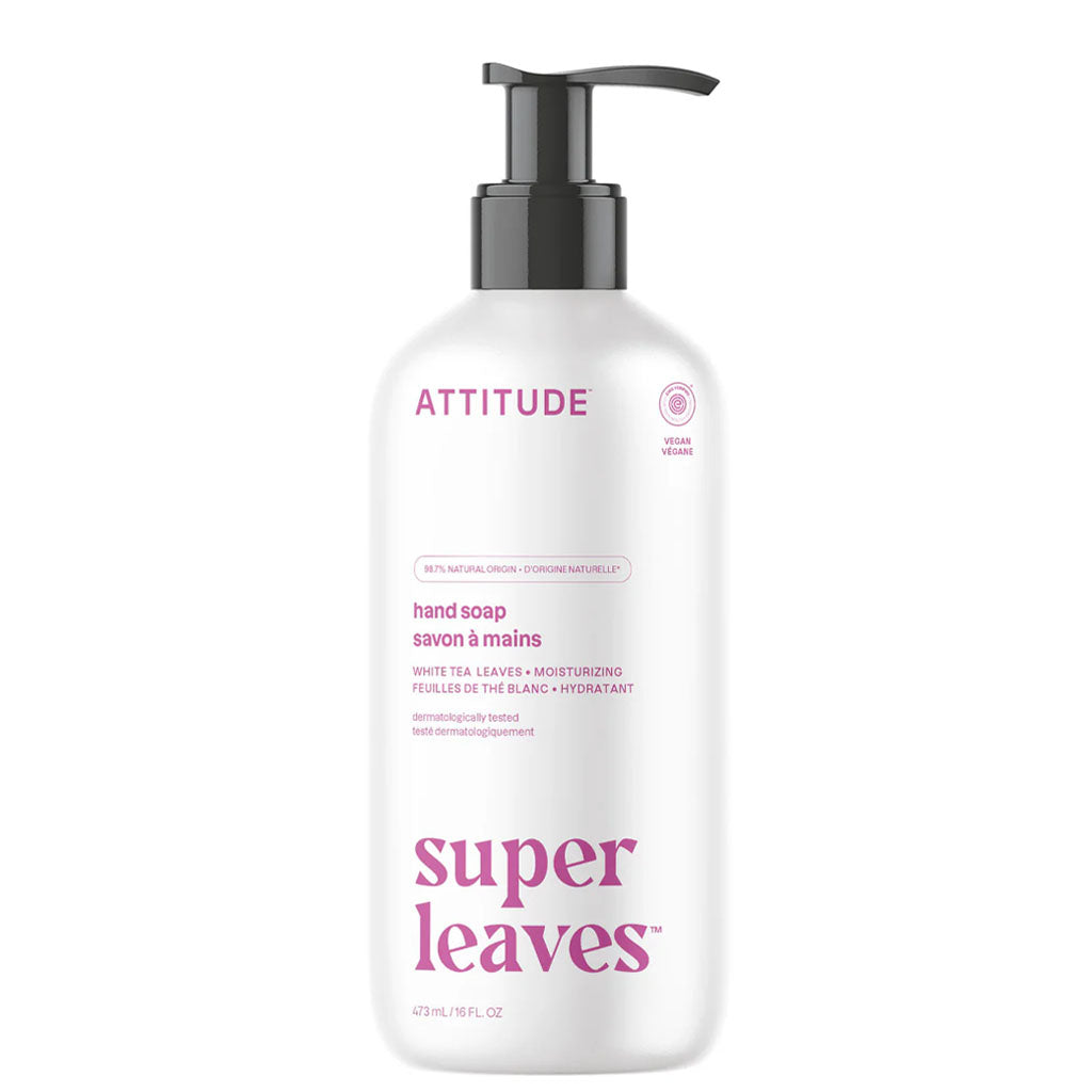 Attitude savons à mains naturel super leaves feuilles de thé blanc 473 ml - La Boite à Grains