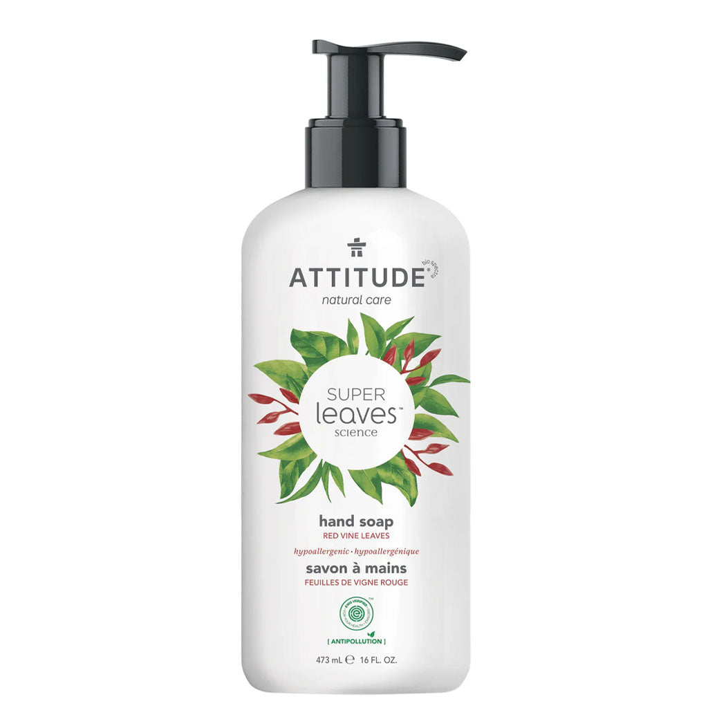 Attitude savon à mains naturel super leaves feuilles de vigne rouge 473 ml - La Boite à Grains