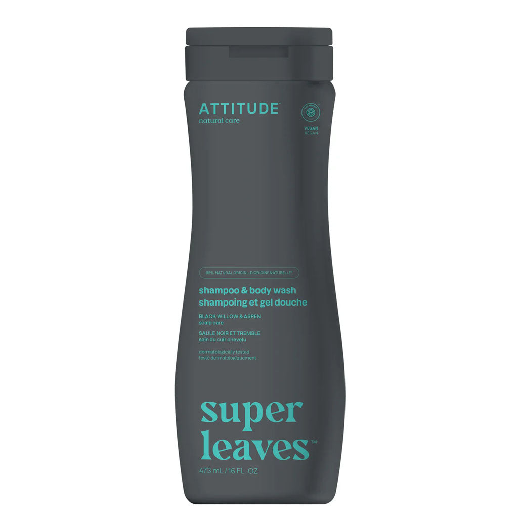 Attitude shampoing et gel douche soin du cuir chevelu saule noir et tremble 473 ml - La Boite à Grains