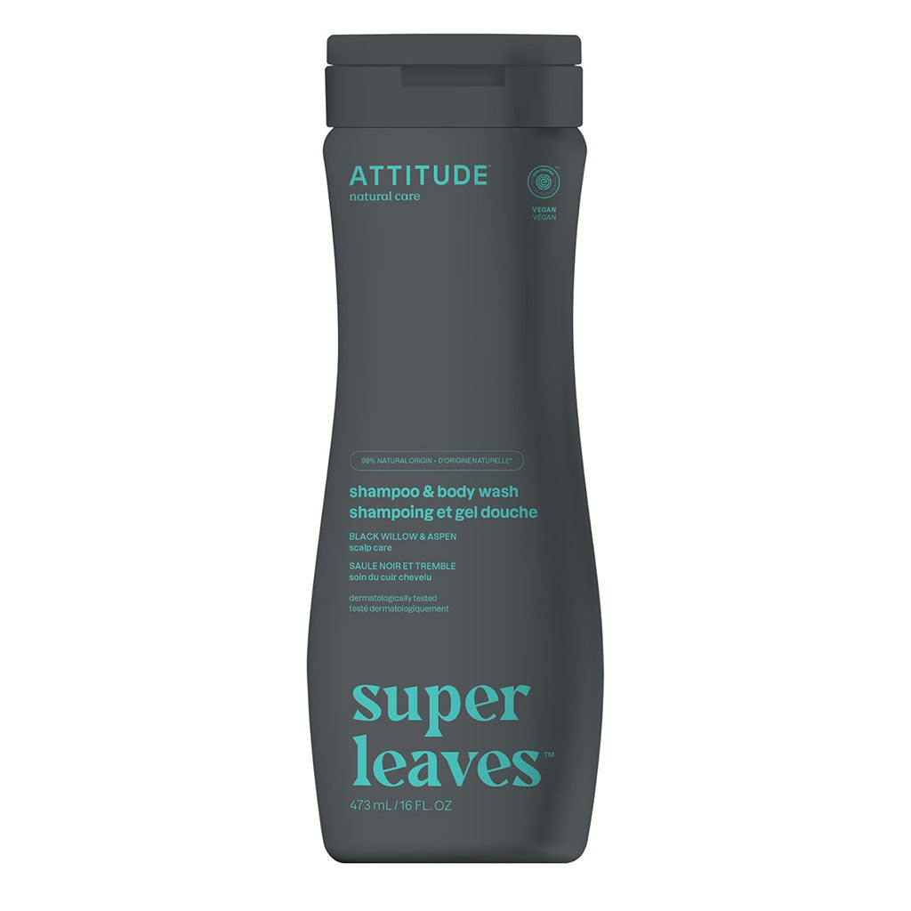 attitude super leaves shampoing et gel douche saule noir et tremble soin du cuir chevelu 473 ml