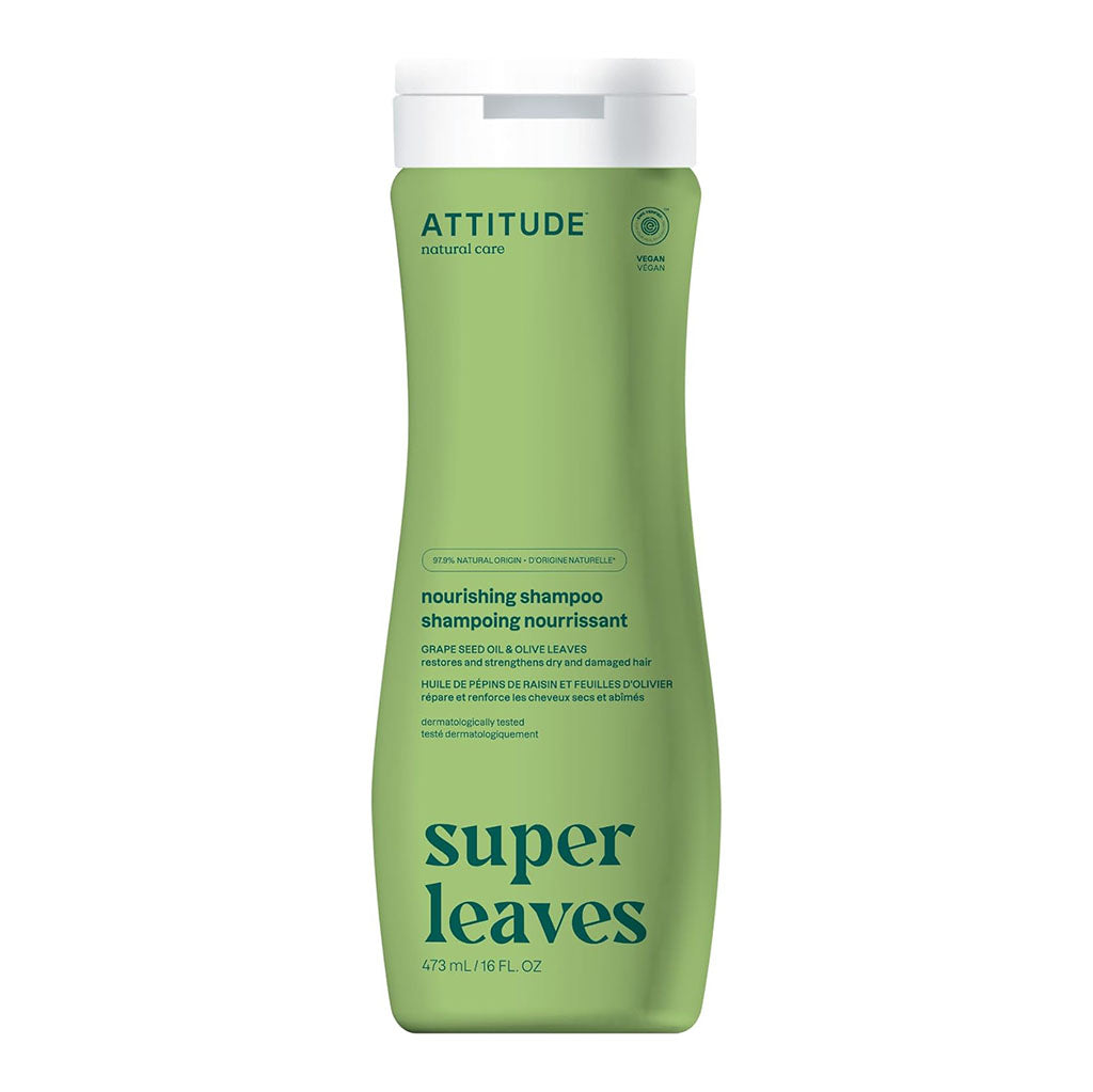 attitude super leaves shampoing nourrissant huile de pépins de raisin et feuilles d'olivier 473 ml