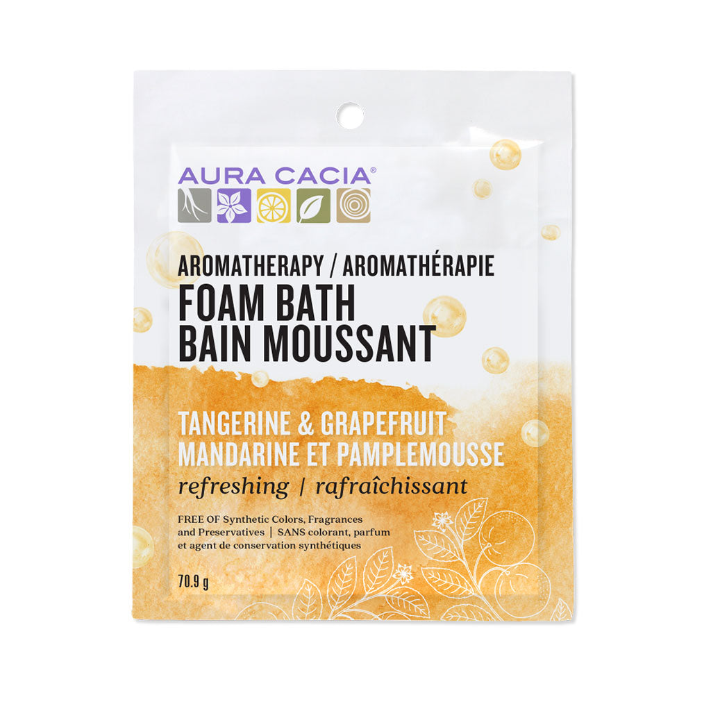 aura cacia bain moussant rafraîchissant mandarine et pamplemousse 70.9 g