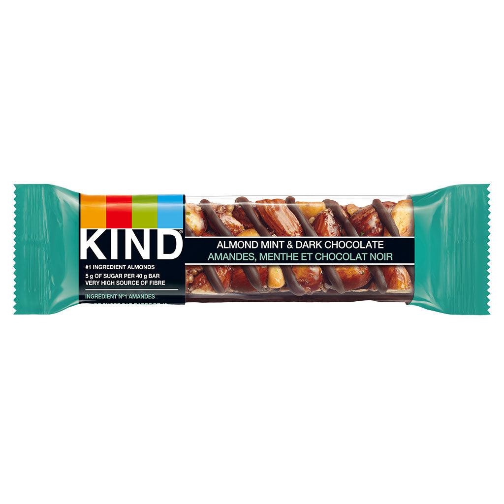 Barre Amandes, Noix de Cajou, Menthe et Chocolat Noir Kind - La Boite à Grains